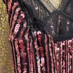 Victoria's Secret  Black Pink Sparkly Sequin Striped Slip Mini Babydoll Dress Smal Photo 6