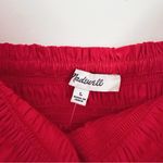Madewell NEW Smocked Puff Sleeve Midi Dress in Poplin Cerise Red Photo 11