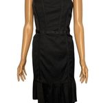 White House | Black Market Black House White Market Strapless Faille Ruffled Hem Black Dress size 6 NWT Photo 0