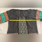 New Direction Women Multicolor Multi Block Print 3/4 Sleeve Peasant Top Size M Black Size M Photo 5