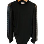 BHome Maternity Top Womens M Black Stretch Ruched Sides Sheer Long Sleeves NWT Size undefined Photo 0