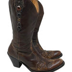 Fauzian Jeunesse vintage worn western cowboy mid calf gem stone embelished boots Brown Size 8 Photo 0