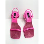 AQUA Sandals Womens Size 8.5 Square Toe Pink Raffia Detail Slip On Heel NEW Photo 2