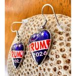 Trump 2024 MAGA Earrings Patriotic New Heart Shaped Dangle Hooks Electi… Blue Photo 9