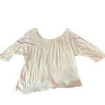 Free People  Ivory 3/4 Balloon Sleeve Boho Embroidered Grommet‎ Blouse - Medium Photo 3