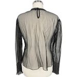 ZARA  Sheer Black Polka Dot Long Sleeve Blouse Size Medium Photo 6
