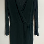 Loft Women's Faux Wrap Sheath Dress V-Neck Long Sleeves Size 6 Tall Dark Green Photo 0