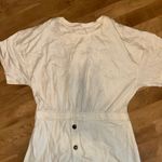 Pilcro Anthropologie Mini Twofer Dress Button Front Frayed Hem Cream Size 8 Photo 7