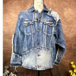 Free People X Sandrine Rose Patchwork Oversize Denim Trucker Jacket Photo 1