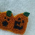 BOO Pumpkin Halloween Jewelry Pin Brooch Seed Bead on Leather Like Backing Photo 4