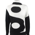 Womens Black & White Yin Yang Print Long Sleeve Mock Neck Pullover Sweater Sz XS Photo 0