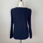 Ann Taylor  Loft Navy Blue Long Sleeves Lace Sleeves Trim Sweater Photo 9