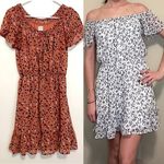 Sienna Sky Rose Pink Navy ish Cheetah Leopard Animal On / Off the Shoulder Dress Photo 1