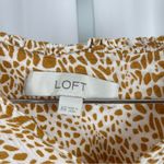 Loft XS Abstract Print Flowy Cottagecore Peasant Top Modest V Neck Ruffle Wrist Photo 4