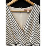 Hutch Women’s  Mini Sheath Asymmetrical V-Neck Stripe Dress Black White Sz L Photo 1