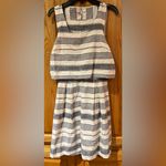 Madewell Striped Overlay Open Back Sleeveless Linen Blend Mini Dress Size 0 Photo 5