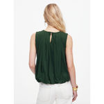 Madewell Sleeveless Crewneck Bubble Top Cotton Pleated Draped Green XXS NWT Photo 2