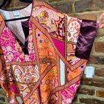 Natori NWT  Orange Pink Floral Paisley Patchwork Satin Kimono Pajama Top Medium Photo 1