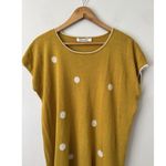 Two Danes Mustard Yellow Linen Blend Short Sleeve Polka Dot Top Women’s Small Photo 2