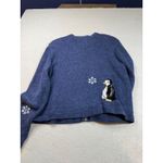 Christopher & Banks Christopher‎ & Banks Blue Penguin Snowflake Zip Up Cardigan Sweater Size M Photo 3