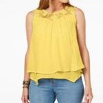 Style & Co  Yellow Lace Trip Swing Top Photo 1