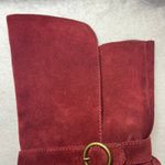 Diane Von Furstenberg  Wine Red Maroon Suede Leather Wrapped Heeled Boots 8.5 M Photo 4