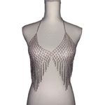 petit moments Vanessa Bralette in Silver One Size Womens Crystals Rhinestones Photo 4