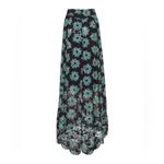 PACO RABANNE Asymmetric Floral Print Lace Skirt Blue Photo 4