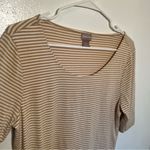 Chico's Chico’s Scoop Neck Half Sleeve Top White Beige Stripes Photo 4