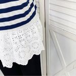 Skies Are Blue Michelle Striped Eyelet Hem Shirt Top Blue White XL Photo 5