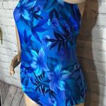 Speedo Vintage 1990s Y2K One Piece Swimsuit Blue Floral 14 Photo 4