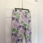 Loft Ann Taylor Laura Straight Leg Ankle Pants Floral Purple Green Size 10 Photo 2
