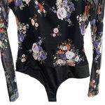 White Birch Dark Floral Sheer Long Sleeve Bodysuit Women Small Y2K Top Going Out Photo 7