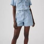 Levi's Levi’s Type 3 Denim Button Up Romper in Forgotten Dream Blue Western NWT X Small Photo 0