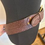 Michael Kors MICHAEL  Brown Leather Wide Braided Belt Large Gold Buckle L Photo 3