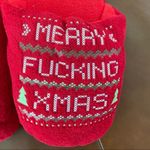 NEW Spencer’s Slippers Scuffs Merry F*cking Christmas L 9 10 Red Size 9.5 Photo 2
