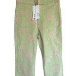 ZARA NWT  FLORAL BLOGGERS FAV NEON GREEN AND PINK FRAYED HEM JEANS Photo 3