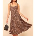 Reformation  Dress Womens Small Rou Cougar Print Square Neck Midi Photo 5