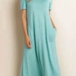 Soft Surroundings  Maxi Dress Womens Medium Cold Shoulder Pockets Travel Casual Photo 0