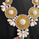 Vintage Necklace Gold & White Statement Medallion Bib Costume Jewelry Large Photo 1