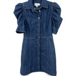 Frame | XS | Women's Gillian Dress Denim Jean Dark Mini Puff Shoulder Shirt Photo 1