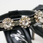 Christian Cowan Embellished Rhinestone Flower Black Designer Heels Size 7.5 Photo 7