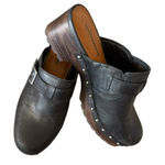 Lucky Brand platform retro belvy studded Black Leather Clogs slip on buckle Sz 9 Photo 0