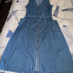 Mossimo Supply Co. Denim Midi Dress with Waist Tie Blue Size XL Photo 0
