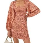 Free People  Apricot Combo Floral Smock It To Me Mini Dress Size M NWOT Photo 6
