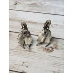 Vintage Clip On Earrings Large Statement Silver Tone Ball and Wing Photo 4