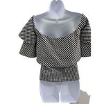WAYF Gingham Pattern Ruffle Sleeves Off the shoulder Blouse Small preppy Photo 2