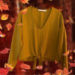 ASTR the Label Mustard Yellow Tie Front Crop Top, Size Small Photo 0