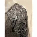 Zenana Signature Charcoal Gray Lace Sleeve Tunic Top Women's Medium M Photo 2