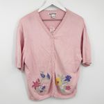American Vintage Vintage Y2K Cottagecore Pink Floral Sweater Cardigan Size Large Coquette Photo 0